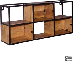 HorstDeco- Stalen Wandrek - Mangohout - Industrieel 90 cm lang.