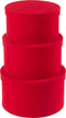 J-Line doos Rond Plat - fluweel/papier - rood - 3 stuks