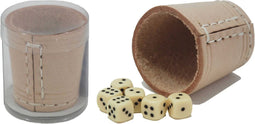 HOT Games Dobbelbeker-set mini 5 cm. naturel leder.