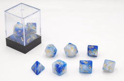 HOT Games Dobbelstenen Blauw/Wit 7 set Brick.