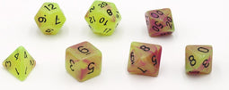 HOT Games Dobbelstenen Glow i.t.Dark Geel/Roze 7st.