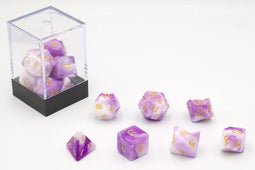 HOT Games Dobbelstenen Paars/Wit 7 set Brick.