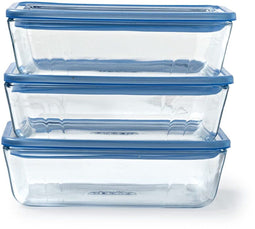 PYREX Pure Glass - Voedselcontainer borosilicaatglas - Luchtdicht deksel - Set van 3 (1,5 l)