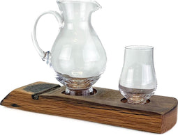 Houder van oude whiskyvaten met Waterkaraf en 1 Proefglas - Darach en Glencairn Crystal Scotland