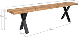 House Nordic Bankje Toulon Eikenhout Geolied 180cm