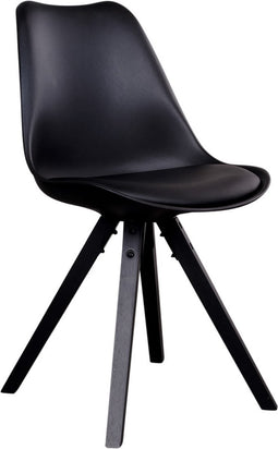 House Nordic Bergen Eetkamerstoel Vegan Leer - Zwart Zwart - Set van 2