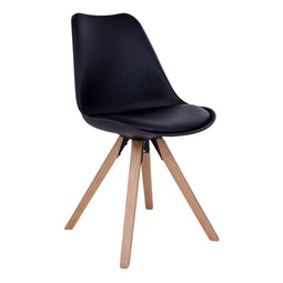 House Nordic Bergen Eetkamerstoel - Zwart & Naturel - Set Van 2