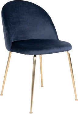 House Nordic Geneve Eetkamerstoel Velvet - Blauw Messing - Set van 2
