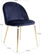 House Nordic Geneve Eetkamerstoel Velvet - Blauw Messing - Set van 2