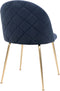 House Nordic Geneve Eetkamerstoel Velvet - Blauw Messing - Set van 2