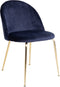 House Nordic Geneve Eetkamerstoel Velvet - Blauw Messing - Set van 2