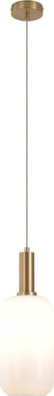 House Nordic Hanglamp Chelsea Wit Glas Cilinder Brass