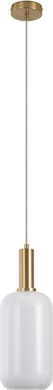 House Nordic Hanglamp Chelsea Wit Glas Cilinder Brass