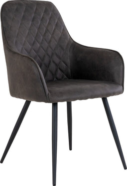 House Nordic Harbo Eetkamerstoel Velvet Donkergrijs - Set van 2
