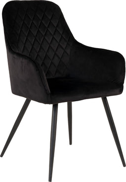 House Nordic Harbo Eetkamerstoel Velvet Zwart - Set van 2