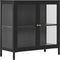 House Nordic Kast Dalby - 80x35x80cm - Zwart - Metaal - 2 Deuren