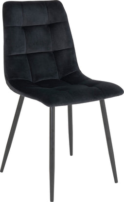 House Nordic Middelfart Eetkamerstoel Velvet Zwart - Set van 2
