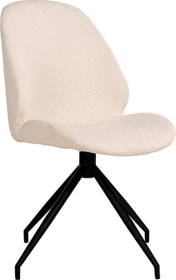 House Nordic Monte Carlo Eetkamerstoel Draaivoet Boucle Wit - Set van 2