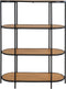 House Nordic Vita Oval Vakkenkast - Metaal Frame Zwart - Eikenlook Planken 85x36x111 cm