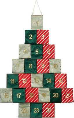 House of Seasons Adventskalender - L72 x B1 x H51 cm - Vilt - Groen, Rood