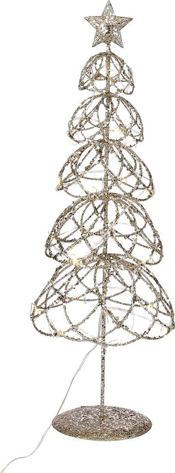 House of Seasons Boom met LED-verlichting - H45 x Ø16 cm - Metaal - Champagne