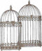 House of Seasons Decoratieve Object Vogelhuis - 20x20x44 cm - Ijzer - Champagne- Set van 2