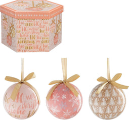 House of Seasons Kerstballen Cadeauset - 14 Stuks - Ø8 cm - Onbreekbaar - Perzik, Roze