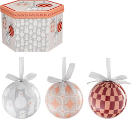 House of Seasons Kerstballen Cadeauset - 14 Stuks - Ø8 cm - Onbreekbaar - Perzik, Grijs