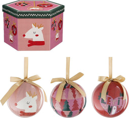 House of Seasons Kerstballen Cadeauset - 14 Stuks - Ø8 cm - Onbreekbaar - Roze, Donkergroen