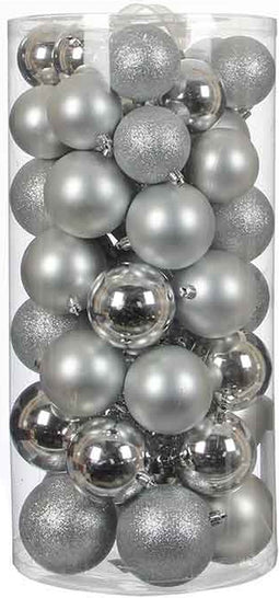 House of seasons Kerstballen Onbreekbaar - Zilver - Set van 48
