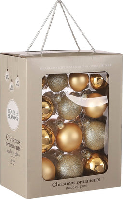House of Seasons Kerstballen Set - 26 Stuks - Ø7 cm - Glas - Goud