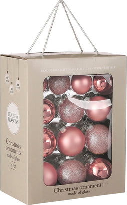 House of Seasons Kerstballen Set - 26 Stuks - Ø7 cm - Glas - Roze