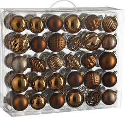 House of Seasons Kerstballen Set - 60 Stuks - Ø7 cm - Onbreekbaar - Bruin