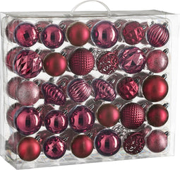 House of Seasons Kerstballen Set - 60 Stuks - Ø7 cm - Onbreekbaar - Fuchsia