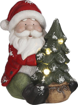 House of Seasons Kerstman Kerstbeeld met Verlichting - L22,5 x B21,5 x H25,5 - Rood