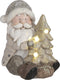 House of Seasons Kerstman Kerstbeeld met Verlichting - L22,5 x B21,5 x H25,5 - Grijs