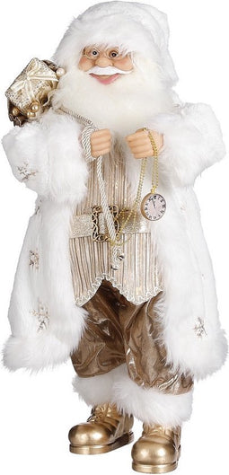 House of Seasons Kerstman Kerstmis Figuur - 31x21x63 cm - Goud