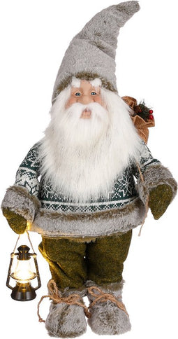 House of Seasons Kerstman Kerstmis Figuur - 32x18x62 cm - Grijs