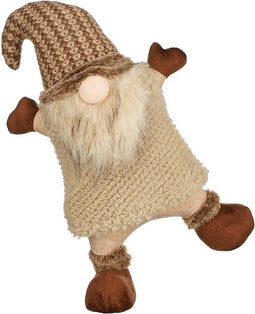 House of Seasons Kerstversiering Gnome - 25x12x38 cm - Polyester - Bruin