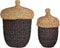 House of Seasons Opbergmand - Set van 2 - H45 x Ø30 cm - Zeegras - Donkerbruin