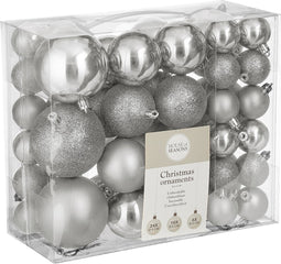 House of Seasons Plastic Kerstballen Set - 46 Stuks - Ø4/6/8 cm - Zilver