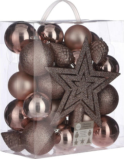 House of Seasons Plastic Kerstballen Set met Piek - 40 Stuks - Ø8 cm - Lichtroze