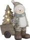 House of Seasons Sneeuwpop Kerstbeeld met Verlichting - L32 x B20 x H41 - Grijs