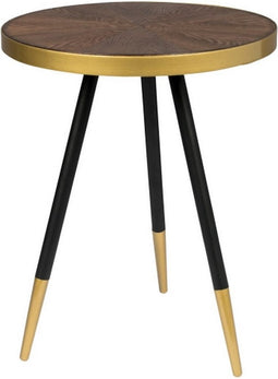 Housecraft Living Denise Bijzettafel Hout Rond 44 cm Bruin/ Goud