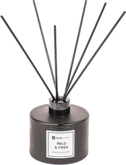 Housevitamin Geurstokjes - Glas/ Fibre - 200 ml - Wild and Free - Zoet Parfum 8,5x8,5x23cm