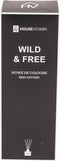 Housevitamin Geurstokjes - Glas/ Fibre - 200 ml - Wild and Free - Zoet Parfum 8,5x8,5x23cm