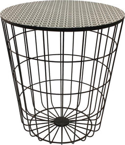 Housevitamin Happy Home Furniture - Bijzettafel - h 41 cm - Zwart metaal met zwart/wit blad