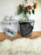 Housevitamin Happy Home Furniture - Bijzettafel - h 41 cm - Zwart metaal met zwart/wit blad