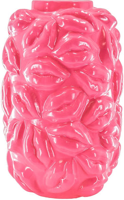 Housevitamin - Vaas - Bloemenvaas - Lippen - Keramiek - Fluor Roze - 17x17x27cm - Design - Eyecatcher