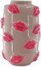 Housevitamin Vaas - Bloemenvaas Lippen - Keramiek - Licht Roze/ Fluor Roze - 17x17x27cm
